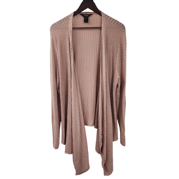 Simply Vera Vera Wang Sweaters - Simply Vera Vera Wang Dusty Pink Waterfall Cardigan - 1X